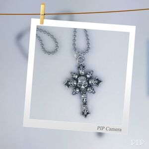 Unisex Pewter Cross of Skulls